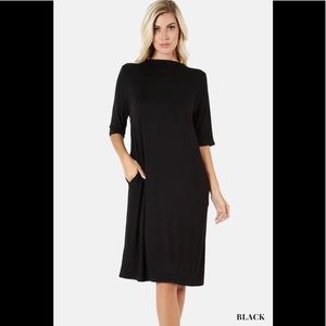 Zenana Premium Mock Turtle Neck MIDI dress. Size large